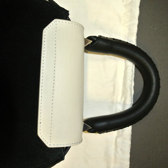 SALAR MILANO MIMI STAR FRINGE BAG, BLACK SUEDE WHITE CALFSKIN Rare COLOR COMBO - Picture 8 of 14